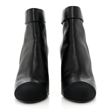 Chanel Lambskin Grosgrain Triangle & Collar 90 Ankle Boots 39.5 Black 2 of 8