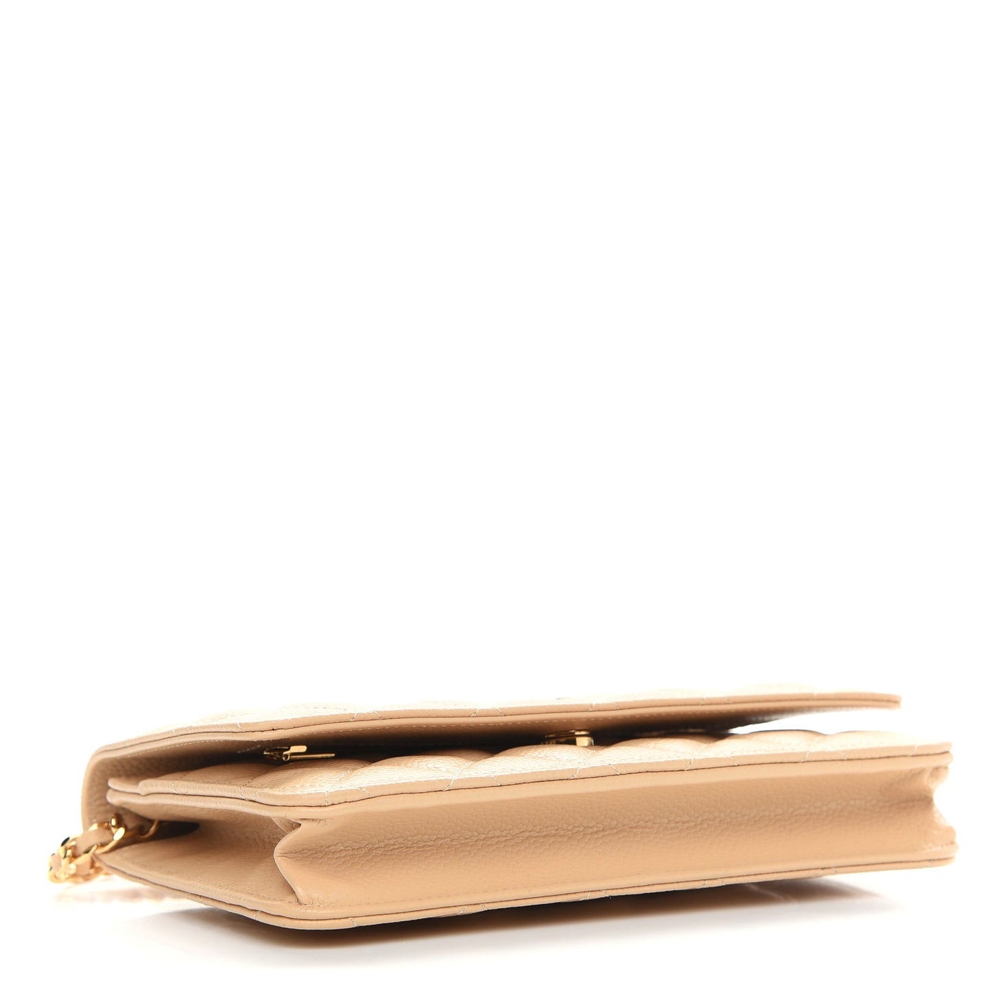 Caviar Quilted Wallet On Chain WOC Beige