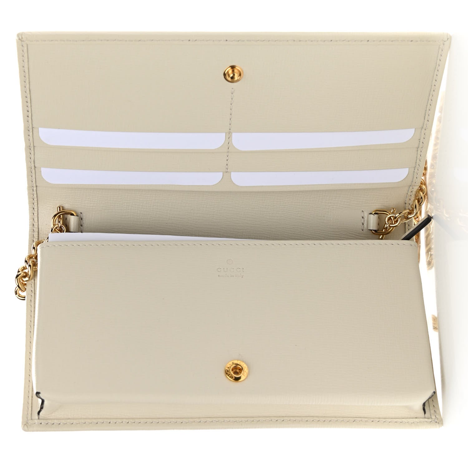 Gucci GG Supreme Monogram Azalea Calfskin Horsebit 1955 Wallet On Chain Beige Ebony Mystic White 5 of 11