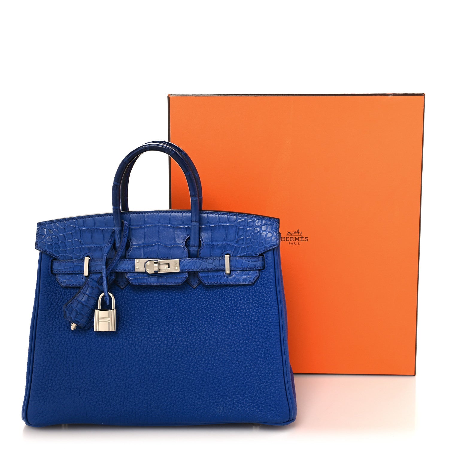 Hermes Togo Matte Alligator Birkin Touch 25 Bleu Royal 18 of 18