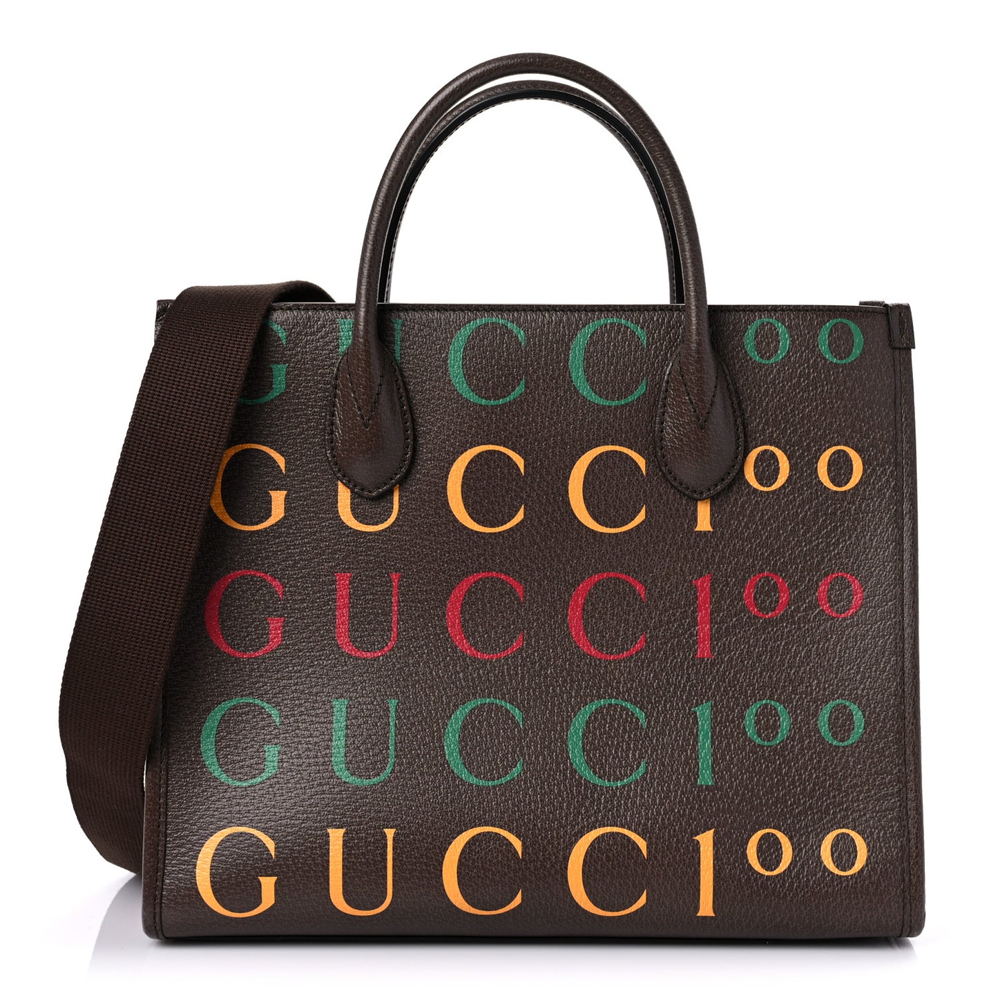 Textured Dollar Calfskin Gucci 100 Small Tote Bag New Acero Multicolor