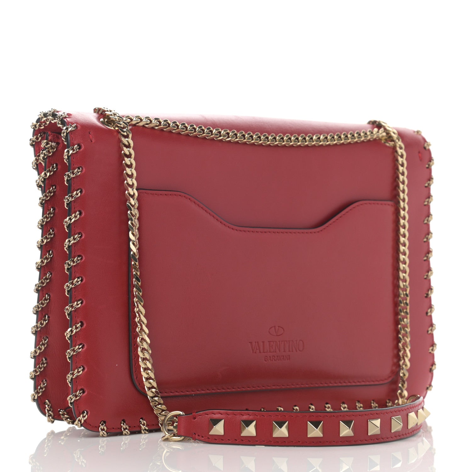 Valentino Garavani Vitello Groumette Small Rockstud Demilune Shoulder Bag Rosso Valentino 2 of 13