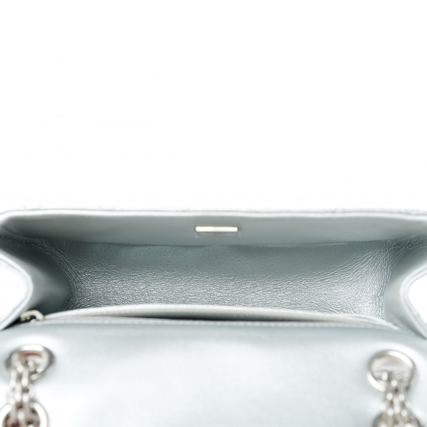 Metallic Grained Calfskin Quilted 2.55 Reissue Mini Flap Silver