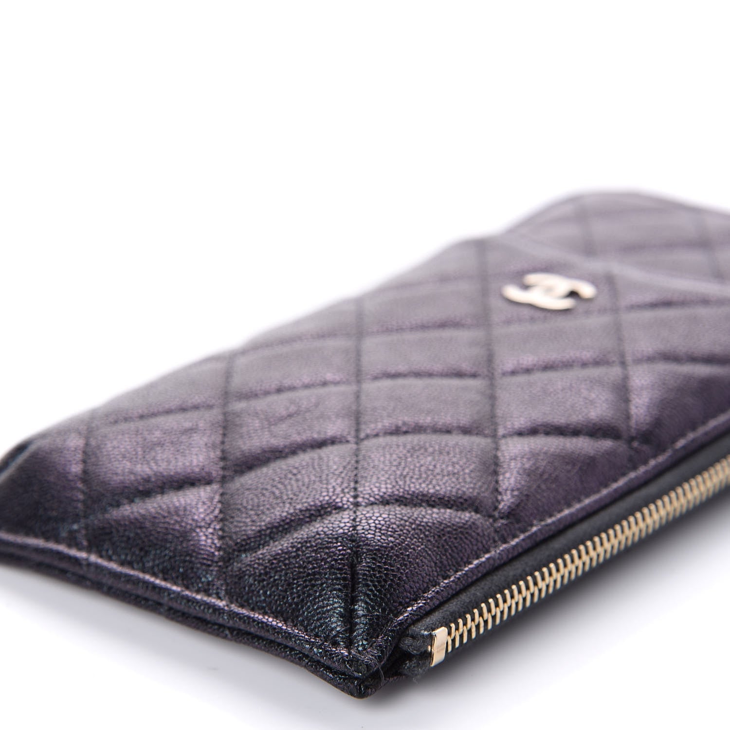 Chanel Iridescent Caviar Quilted Classic Flat Wallet Pouch Black 6 of 9