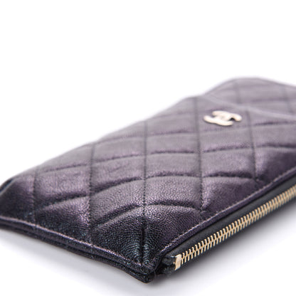 Chanel Iridescent Caviar Quilted Classic Flat Wallet Pouch Black 6 of 9