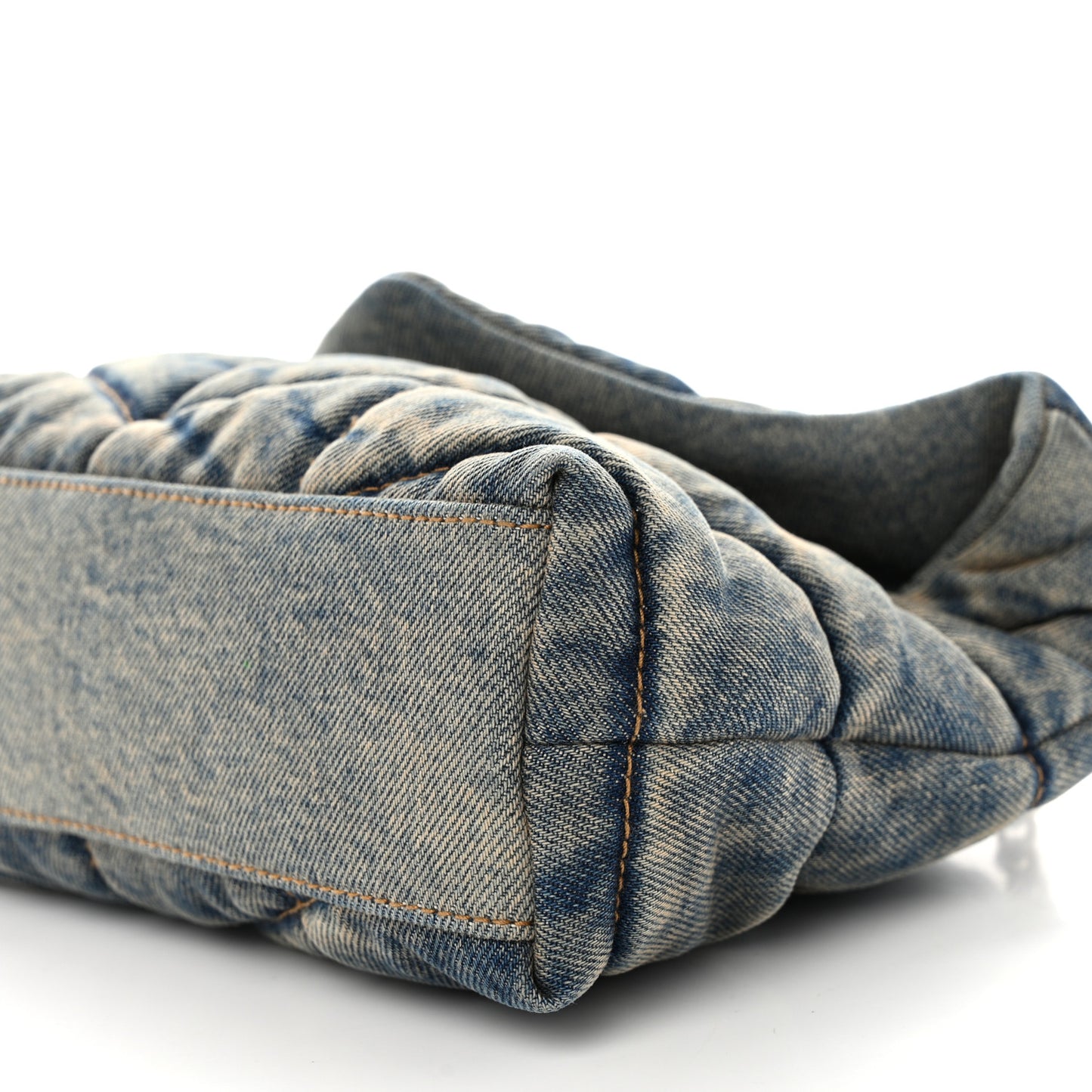 Denim Quilted Toy Loulou Puffer Monogram Chain Satchel Blue Black