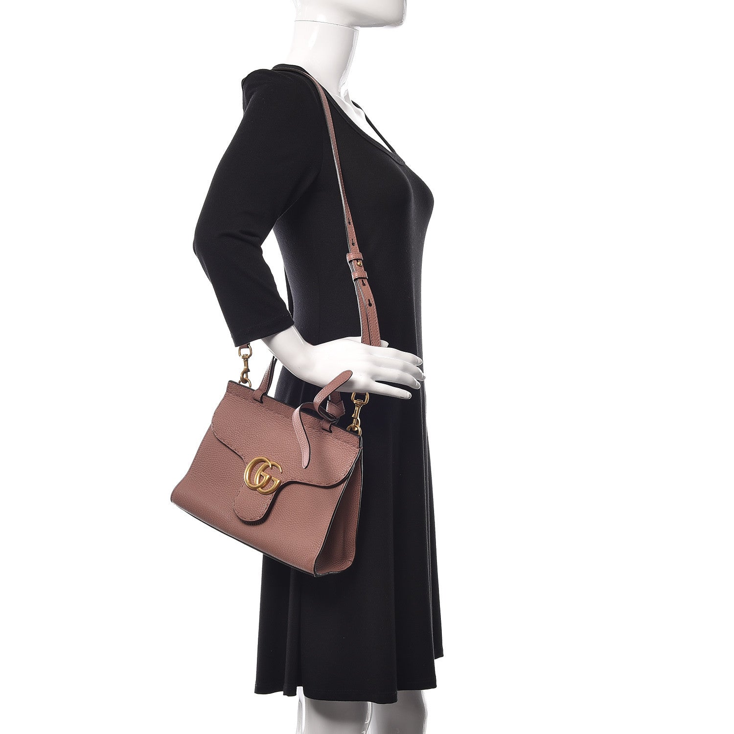 Gucci Calfskin Mini GG Marmont Top Handle Bag Rosy Phard 2 of 10