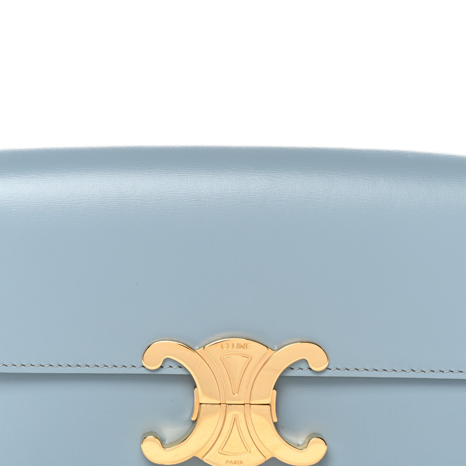 Celine Shiny Calfskin Triomphe Shoulder Bag California Blue 8 of 10
