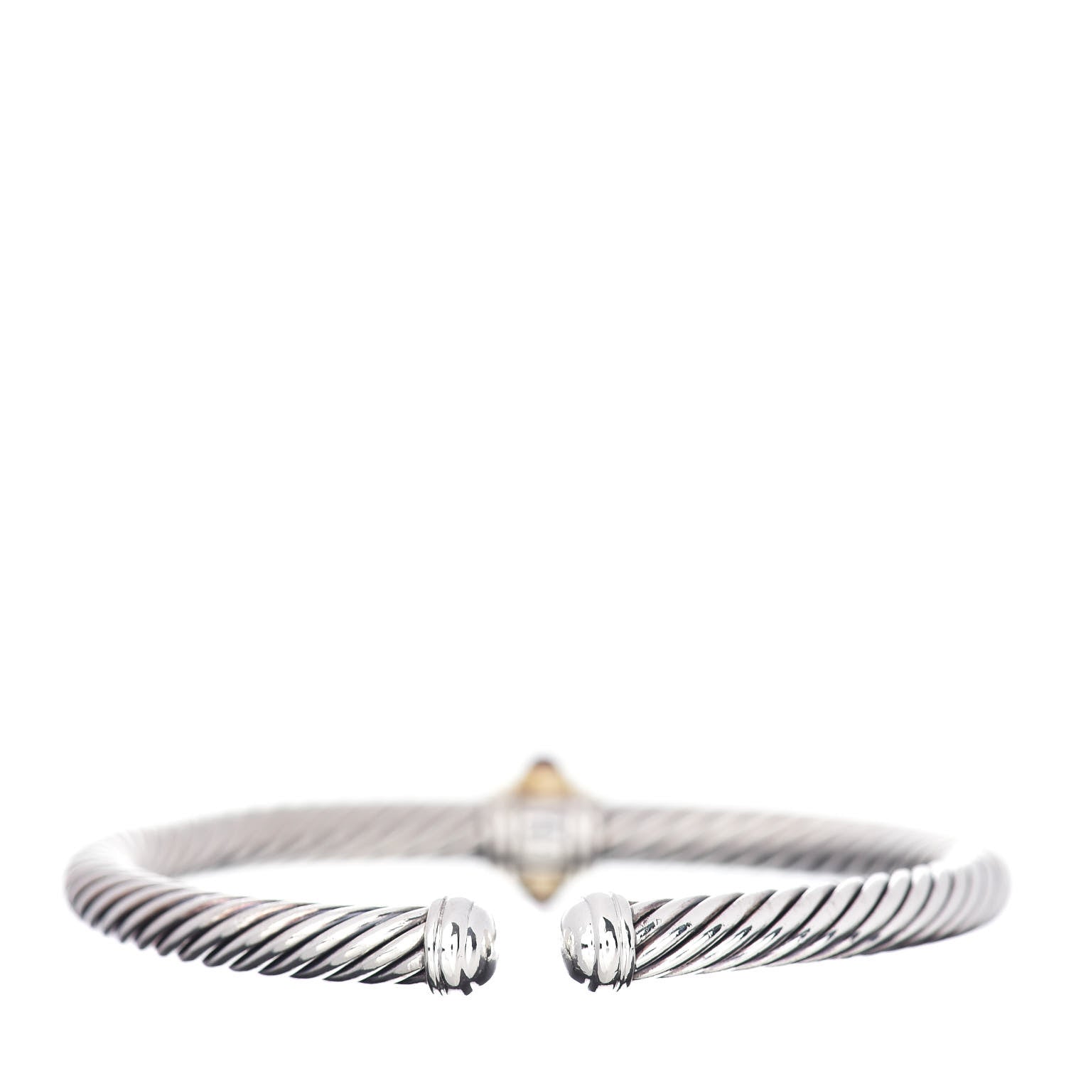 David Yurman Sterling Silver 14K Yellow Gold Citrine Rhodolite Garnet 5mm Cable Renaissance Station Bracelet 3 of 4