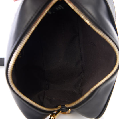 Fendi Glazed Fabric Vitello Century FF 1974 Stamp Patch Mini Camera Case Mogano Panna Black 4 of 9