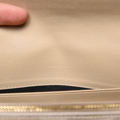 Saint Laurent Grain De Poudre Matelasse Chevron Monogram Envelope Chain Wallet Nude Powder 13 of 19