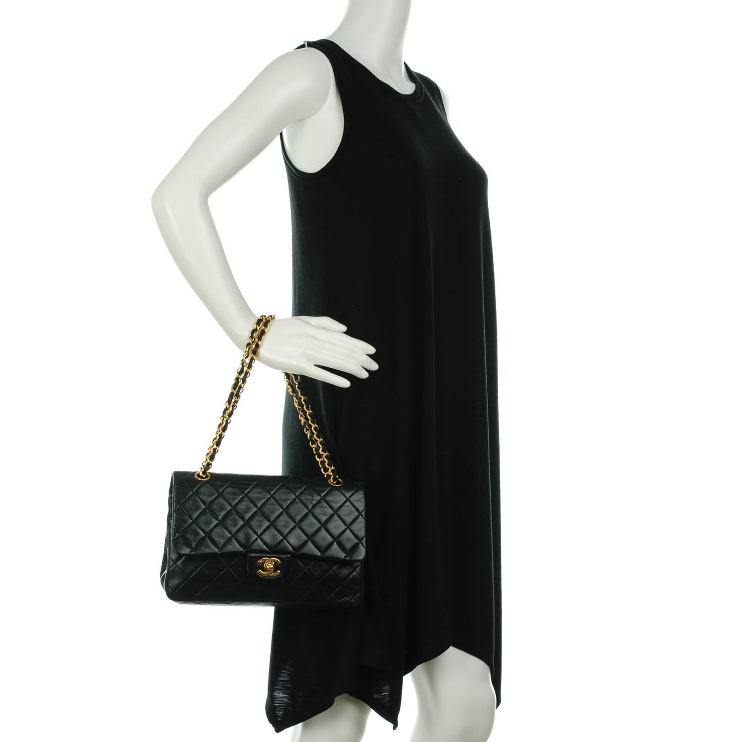 Lambskin Quilted Medium Double Flap Black