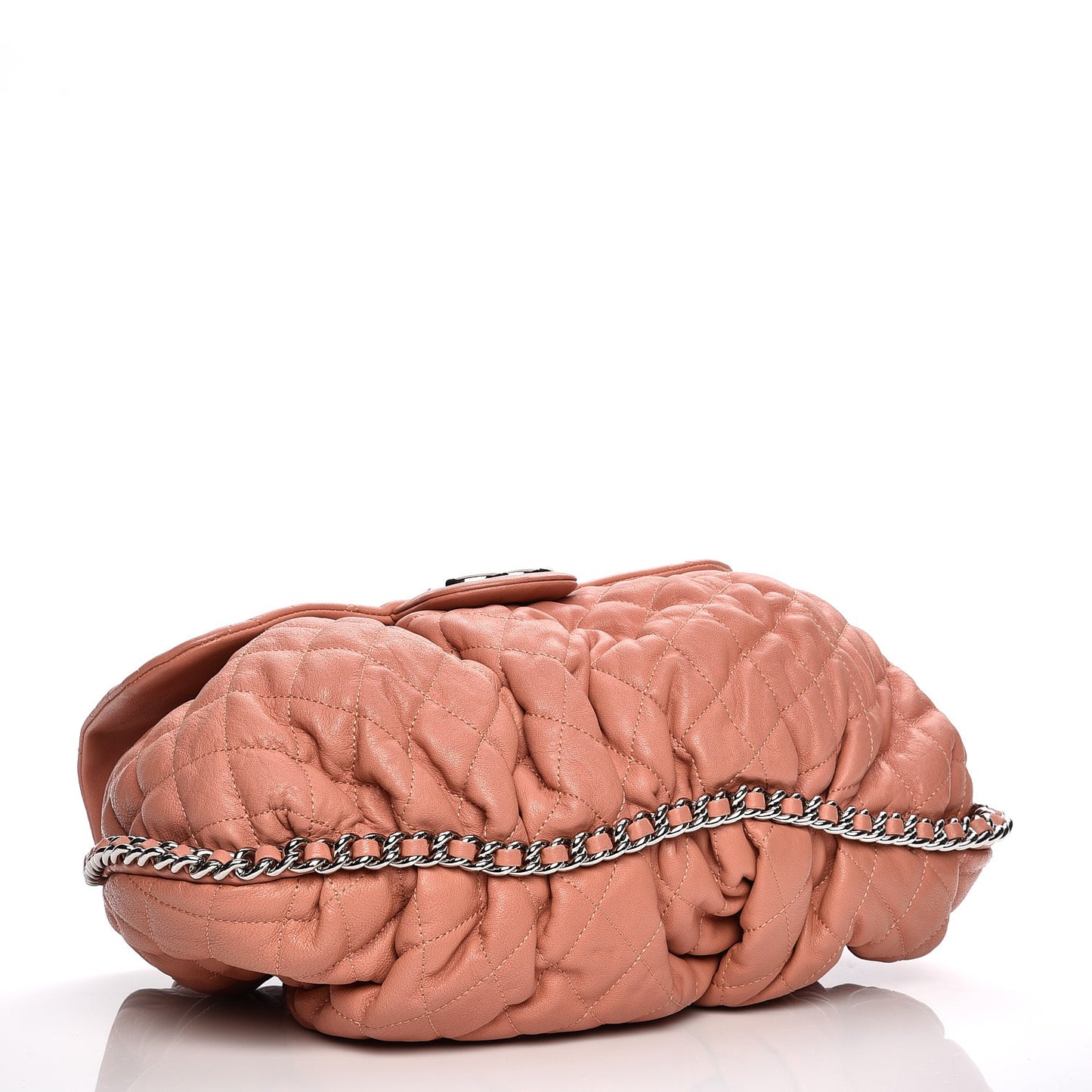 Washed Lambskin Quilted Large Chain Around Flap Pink