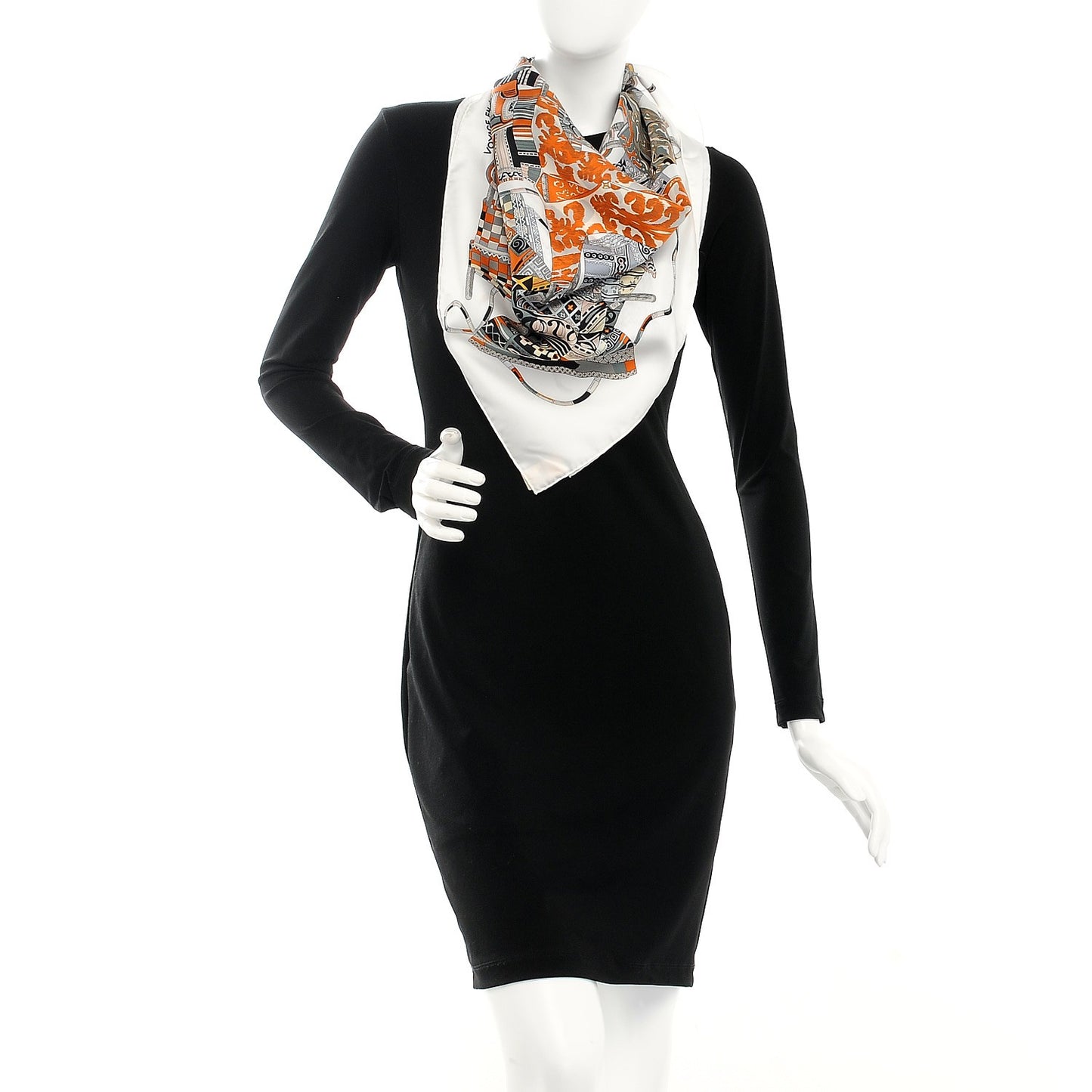Silk Voyage En Etoffes Scarf 90 White Vert De Gris Orange