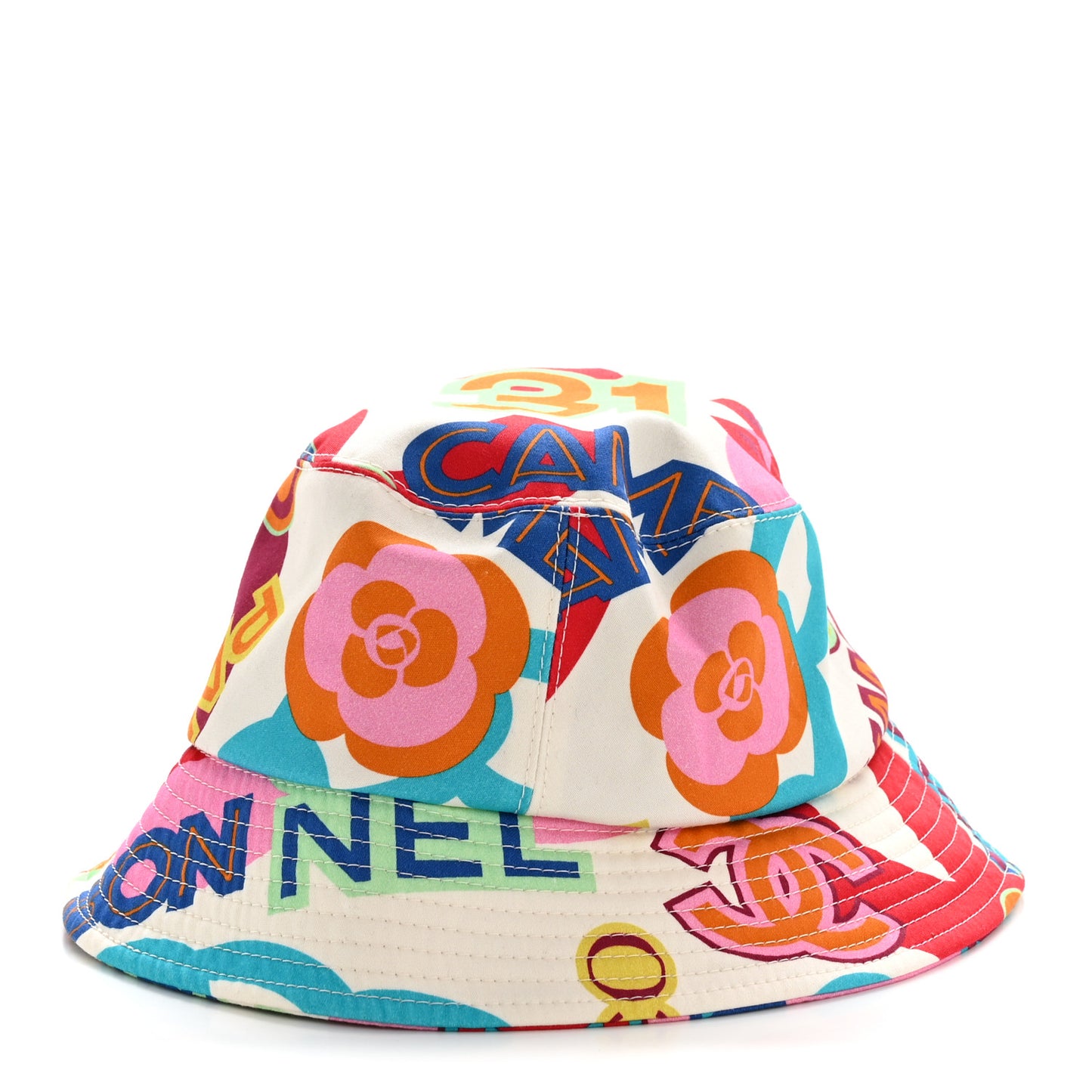 Cotton Cloche Bucket Hat M Pink Red White Turquoise