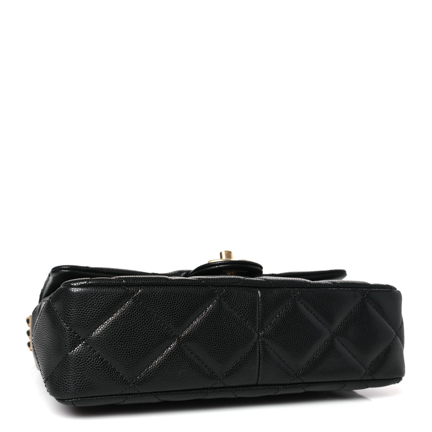 Caviar Quilted Chain Messenger Flap Bag Black