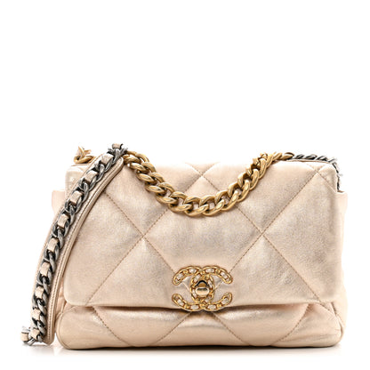 Chanel Metallic Lambskin Quilted Medium Chanel 19 Flap Gold 1 of 10