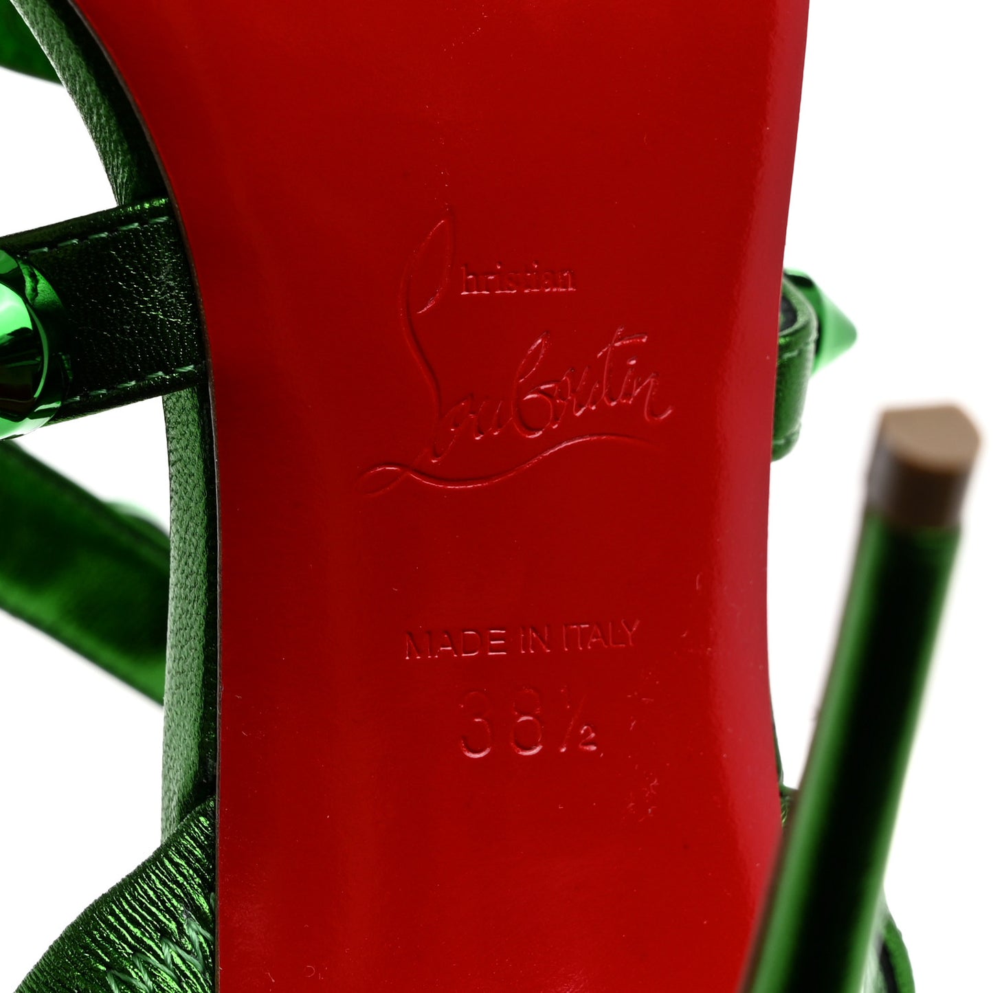 Metallic Calfskin Spikita 100 Sandals 38.5 Spinach