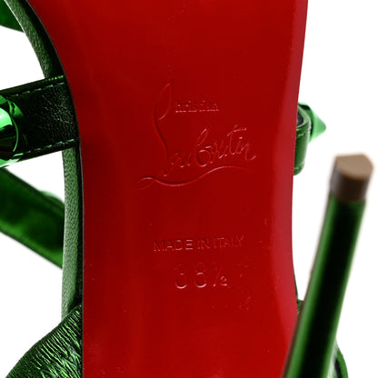 Christian Louboutin Metallic Calfskin Spikita 100 Sandals 38.5 Spinach 7 of 8