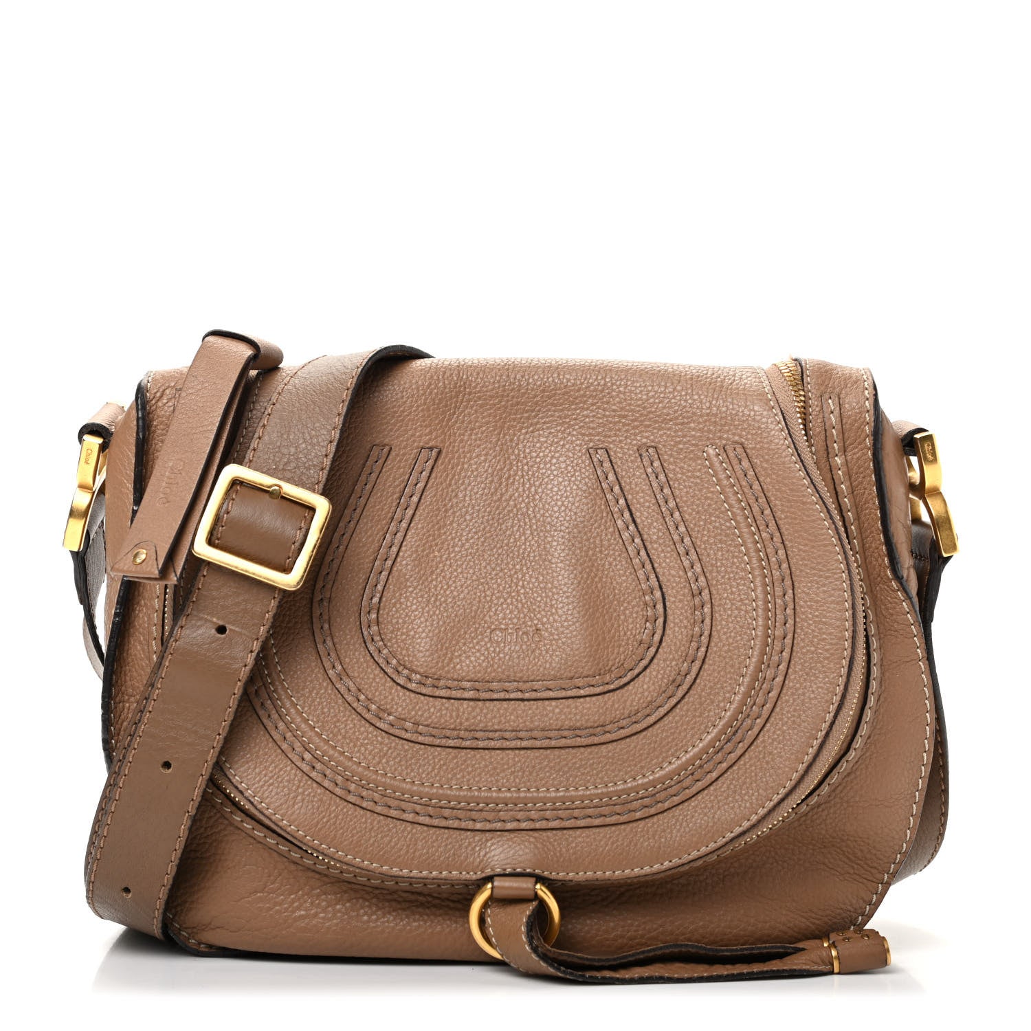 Chloe Calfskin Medium Marcie Round Zip Crossbody Nut 1 of 10