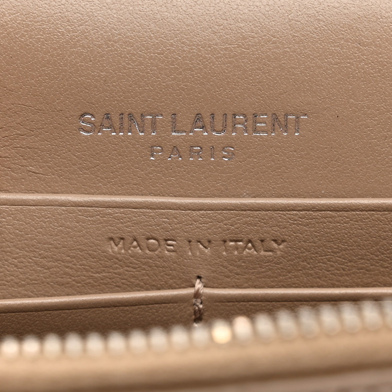 Saint Laurent Calfskin Crocodile Embossed Kate Monogram Tassel Chain Wallet  Dark Beige 6 of 10
