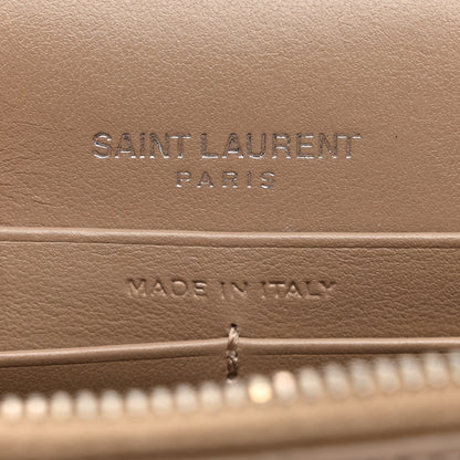Saint Laurent Calfskin Crocodile Embossed Kate Monogram Tassel Chain Wallet  Dark Beige 6 of 10