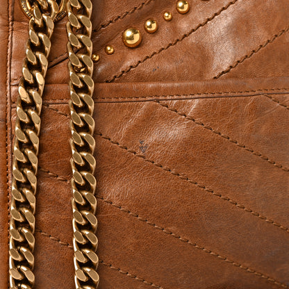Saint Laurent Crinkled Calfskin Matelasse Monogram Medium Niki Chain Satchel Brown 14 of 14