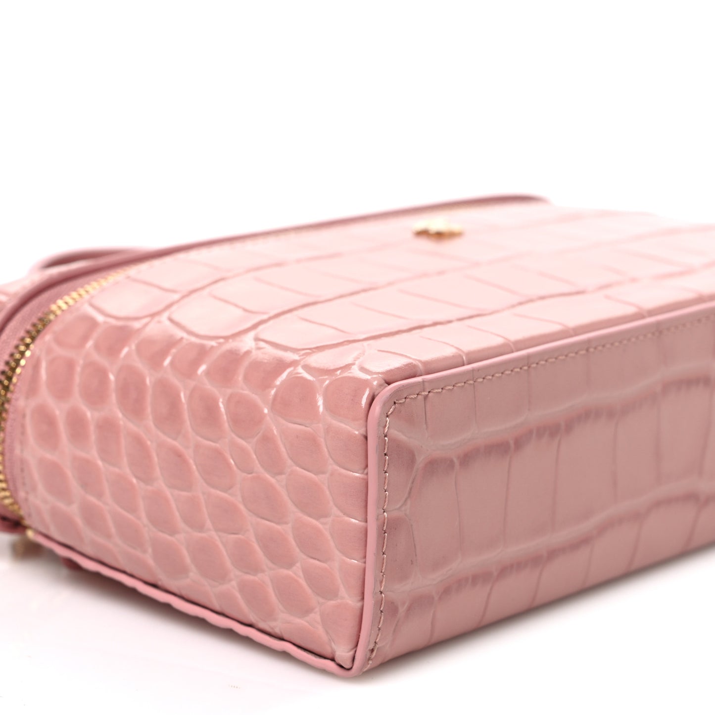 Calfskin Crocodile Embossed Crococo Exoticoco Vanity With Chain Light Pink
