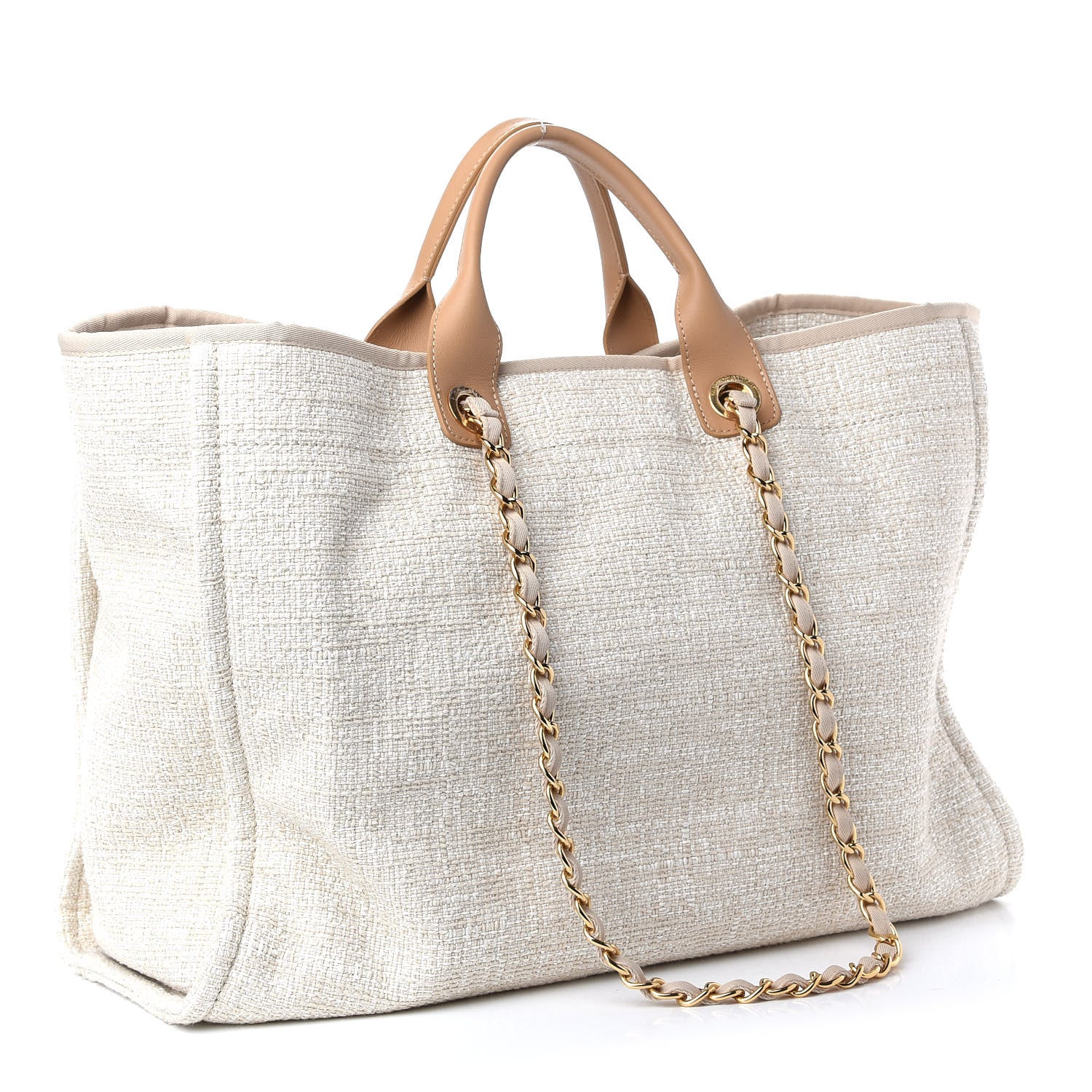 Chanel Woven Straw Raffia Large Deauville Tote Light Beige 2 of 8
