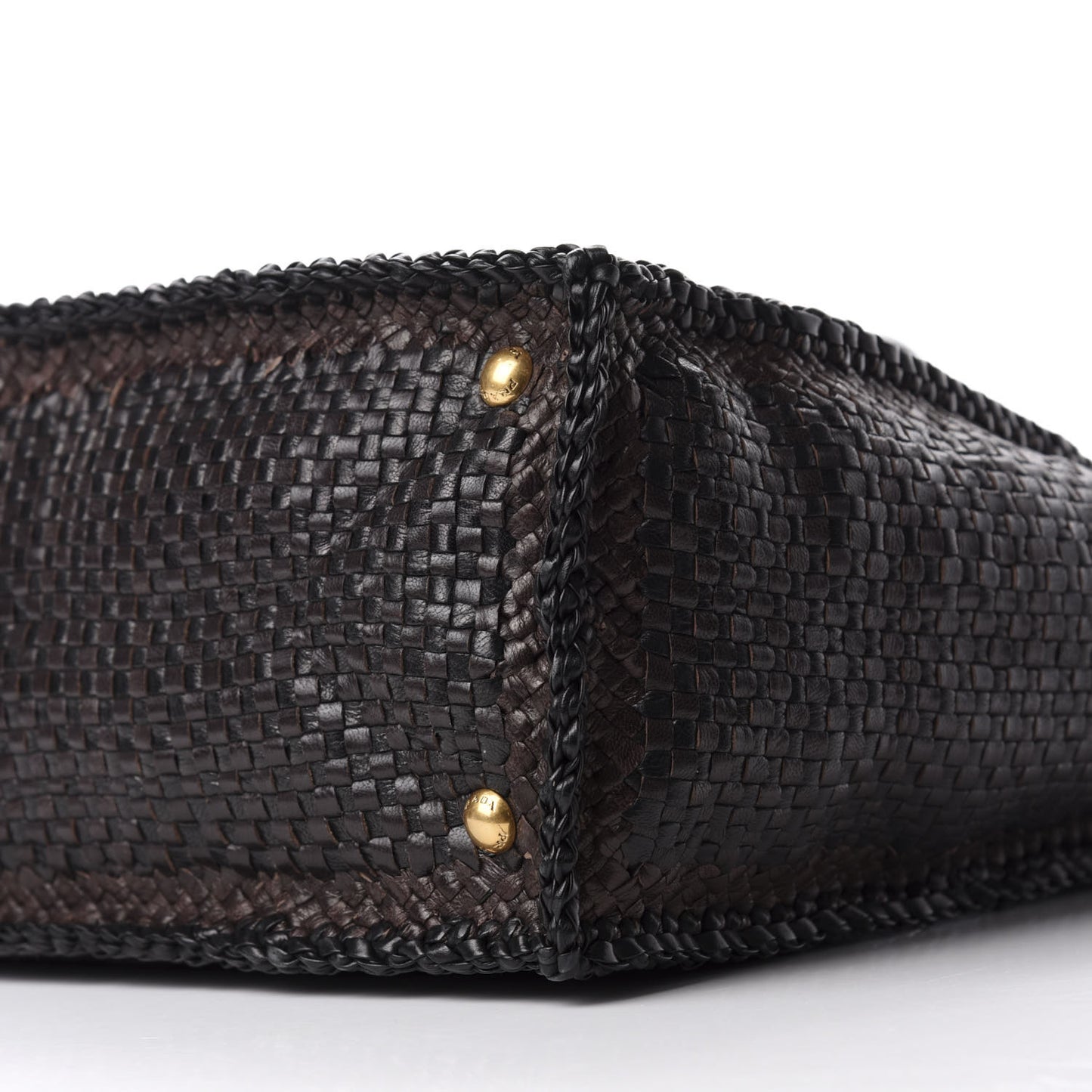 Goatskin Woven Large Tote Moro Black