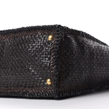 Prada Goatskin Woven Large Tote Moro Black 7 of 11