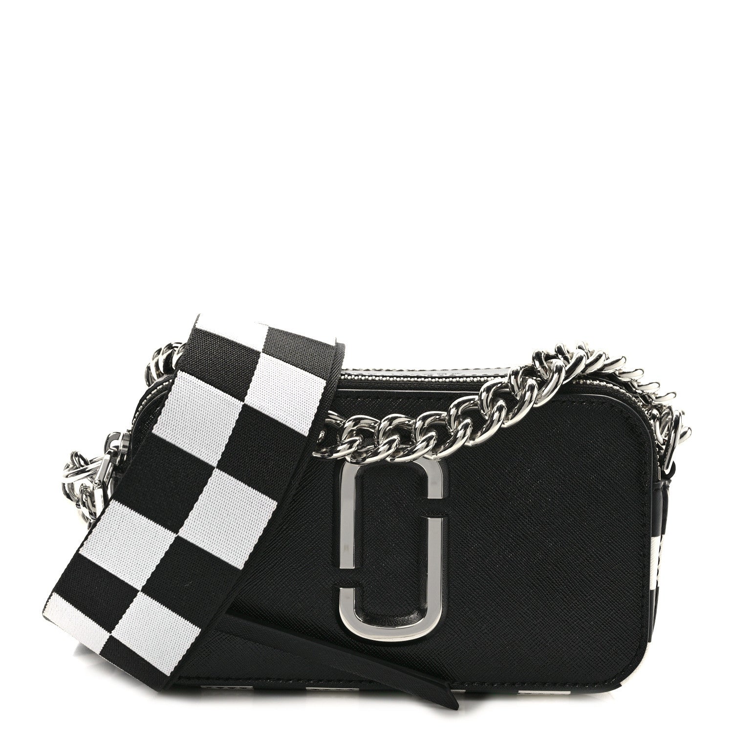 Marc Jacobs X Bloomingdales 150th Anniversary Saffiano Small Snapshot Camera Bag Black White 1 of 13