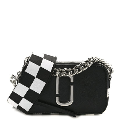 Marc Jacobs X Bloomingdales 150th Anniversary Saffiano Small Snapshot Camera Bag Black White 1 of 13
