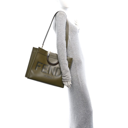 Fendi Vitello King Plexiglass Logo Embossed Medium Fendi Sunshine Shopper Tote Wood 2 of 10