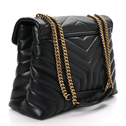 Saint Laurent SAINT LAURENT Calfskin Y Quilted Monogram Medium Loulou Chain Satchel Black 3 of 11