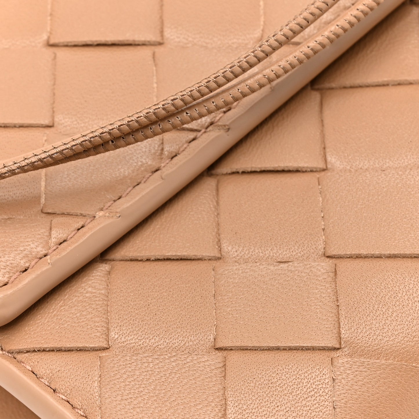 Nappa Intrecciato Long Andiamo Top Handle Clutch Pale Brown