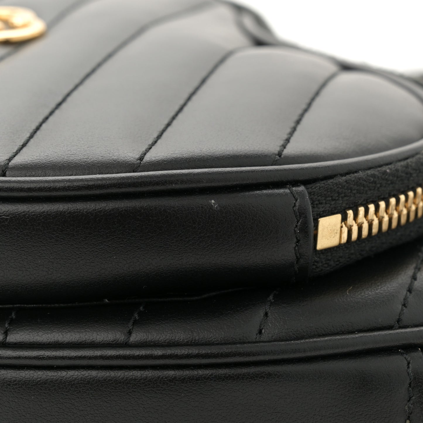 Calfskin Matelasse Diagonal Mini Interlocking G Heart Shoulder Bag Black