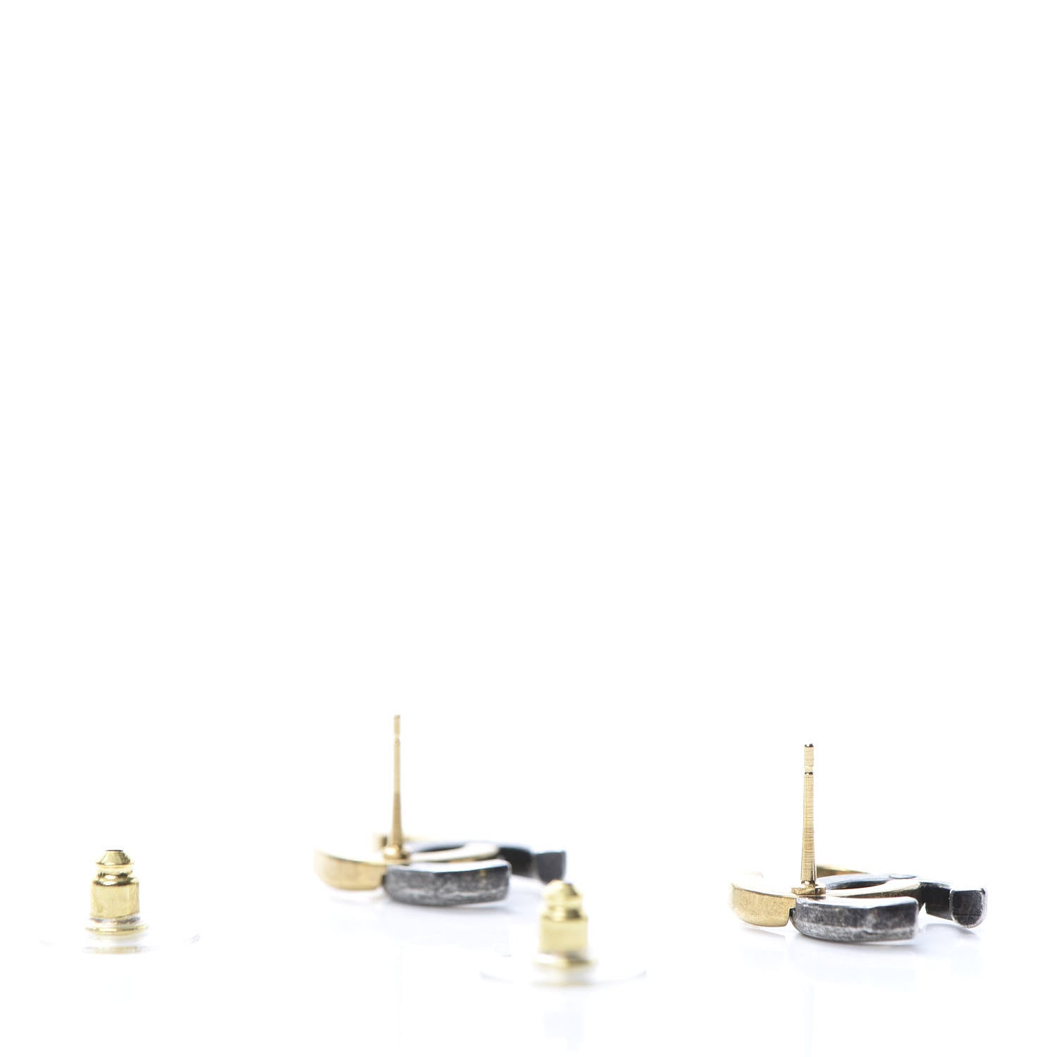 Chanel Metal CC Earrings Gold Ruthenium 3 of 4