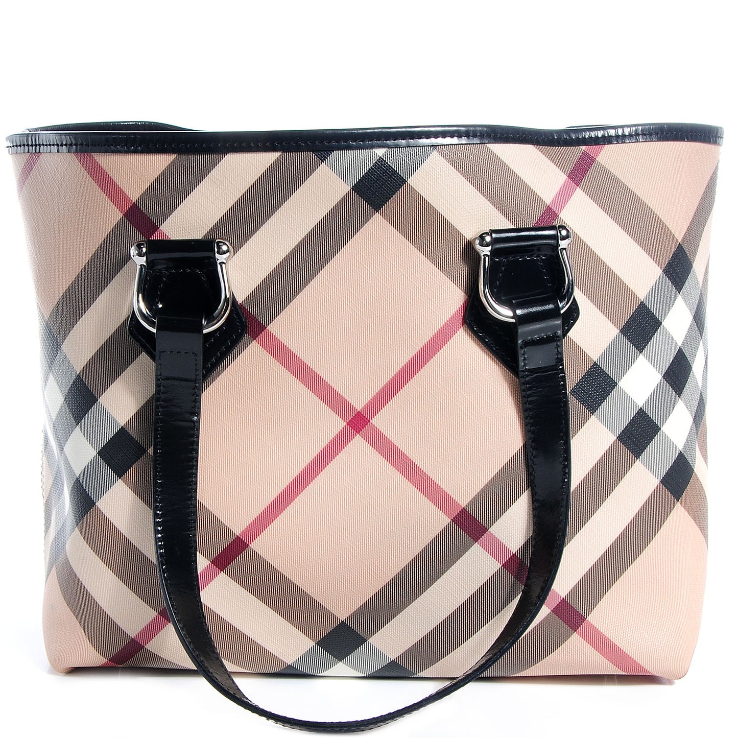 Patent Nova Check Medium Tote Black