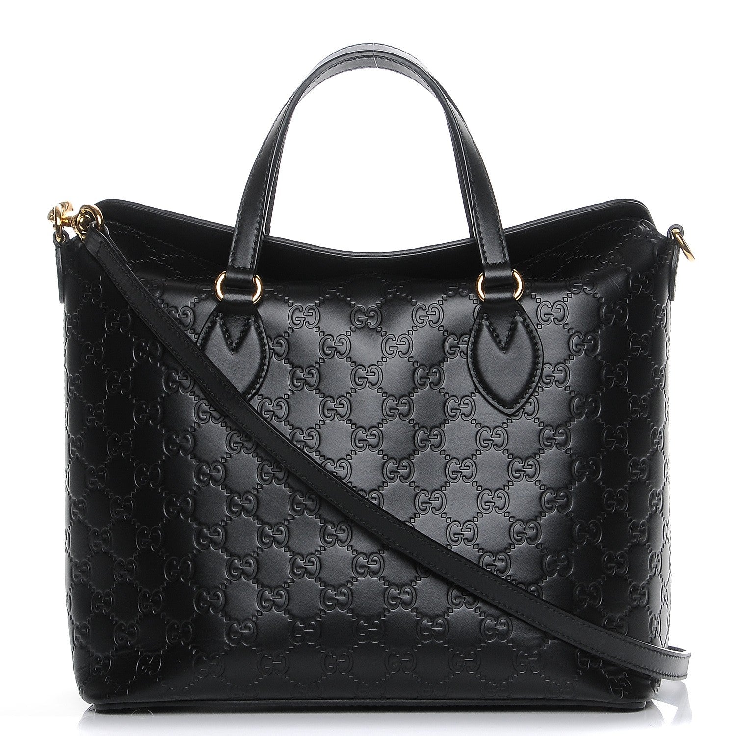 Gucci Guccissima Medium Signature Top Handle Bag Black 1 of 8