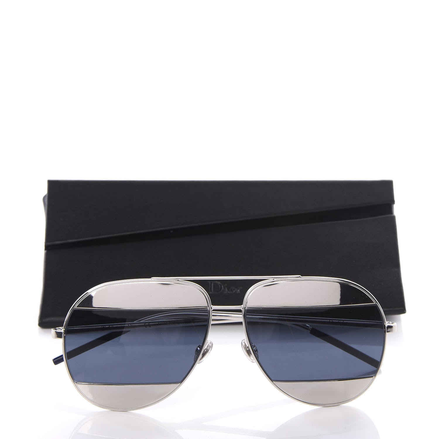 Christian Dior Split 1 Aviator Sunglasses Silver Blue 7 of 7