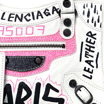 Balenciaga Agneau Graffiti All Over Classic Hardware Mini City White Multicolor 7 of 14