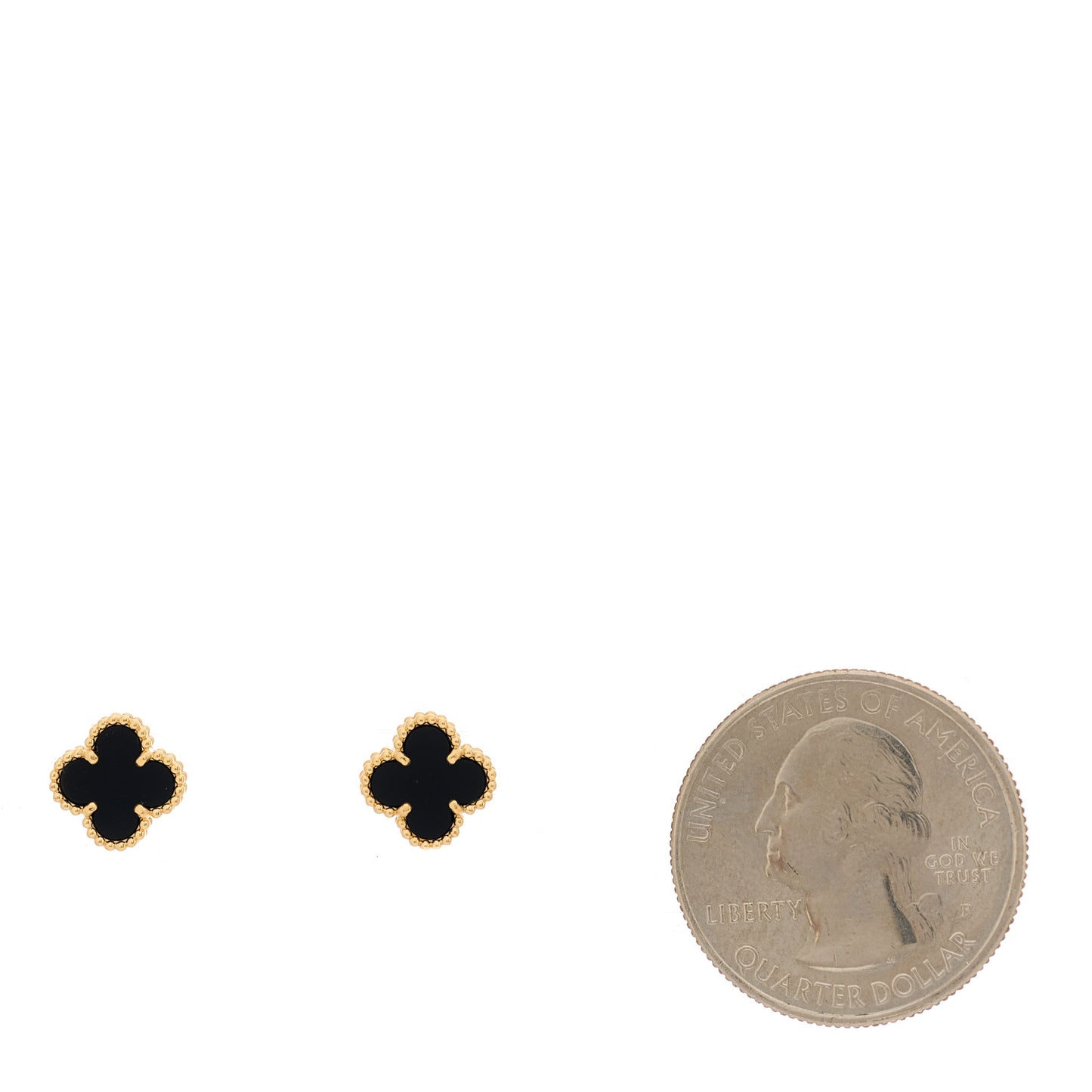 18K Yellow Gold Black Onyx Sweet Alhambra Earrings