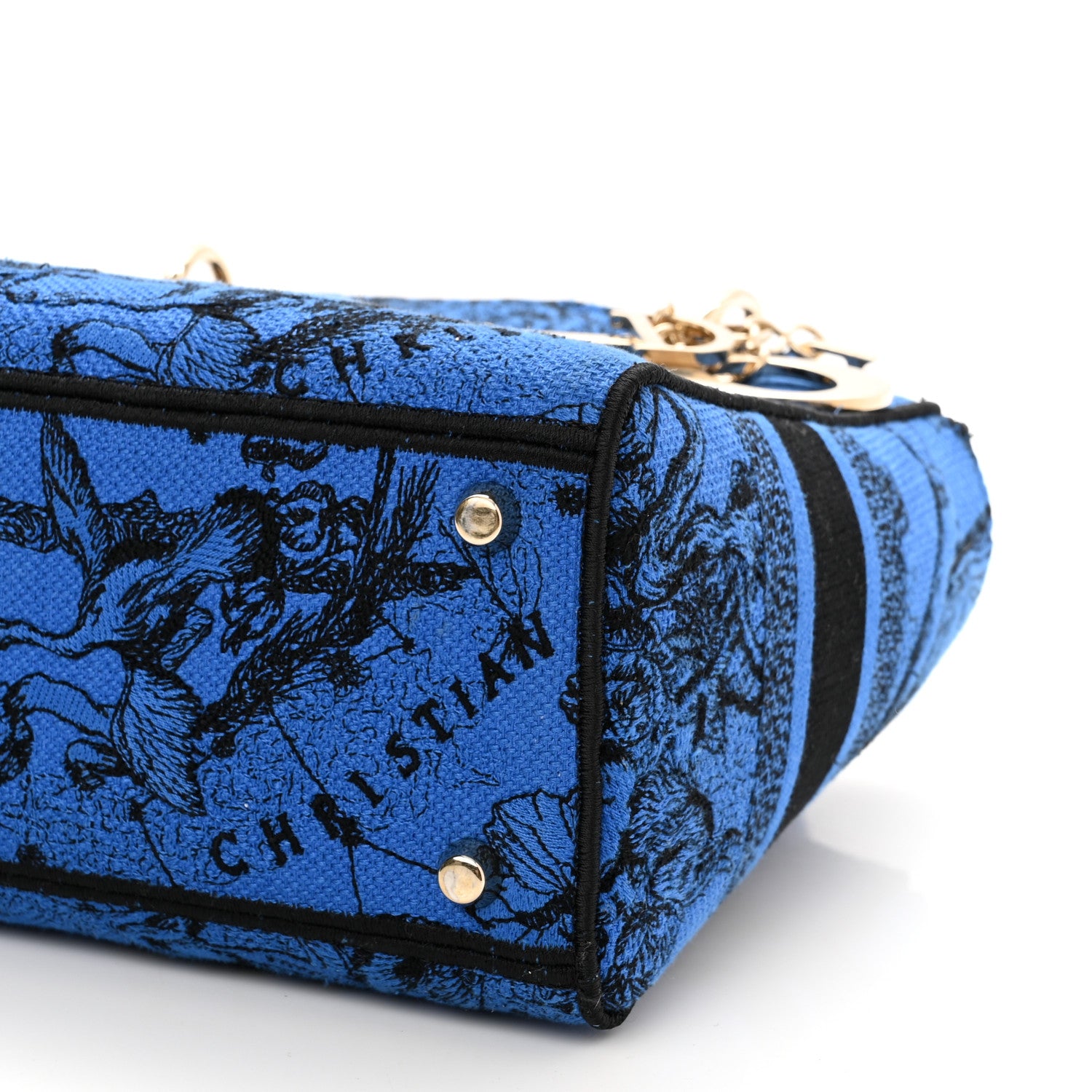 Christian Dior Canvas Toile de Jouy Zodiac Embroidered Medium Lady D-Lite Blue 9 of 9