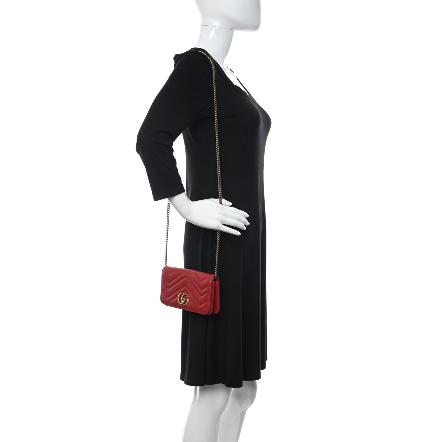 Calfskin Matelasse GG Marmont Mini Bag Hibiscus Red