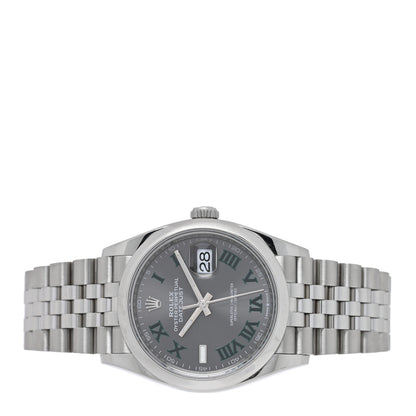 Rolex Stainless Steel 36mm Oyster Perpetual Wimbledon Datejust Watch Slate 126200 2 of 5