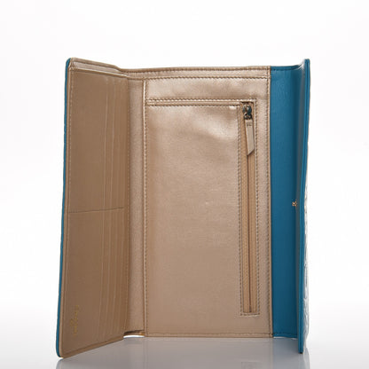 Chanel Lambskin Embossed Camellia Large Flap Wallet Turquoise 5 of 8