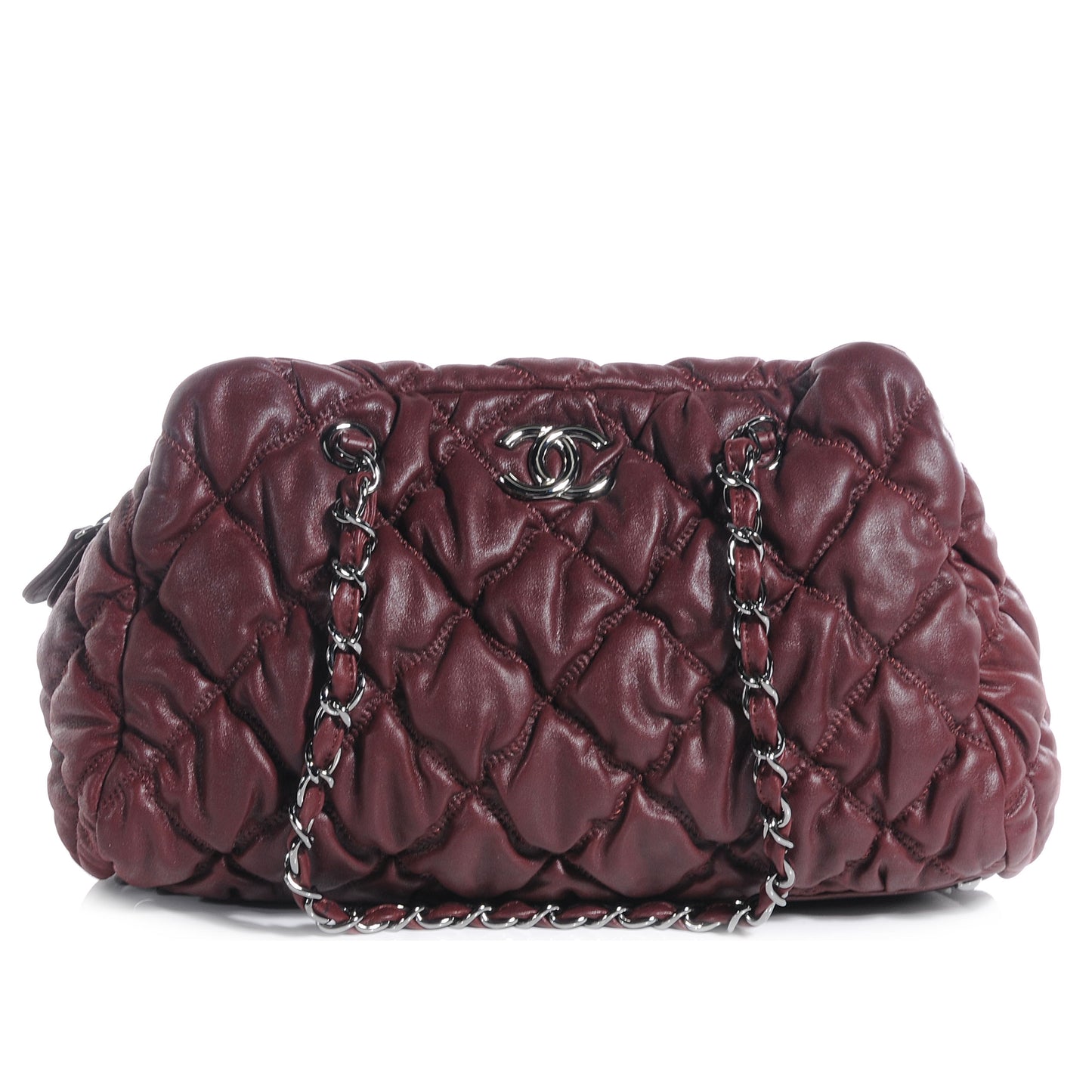 Leather Bubble Quilt Bowler Bordeaux