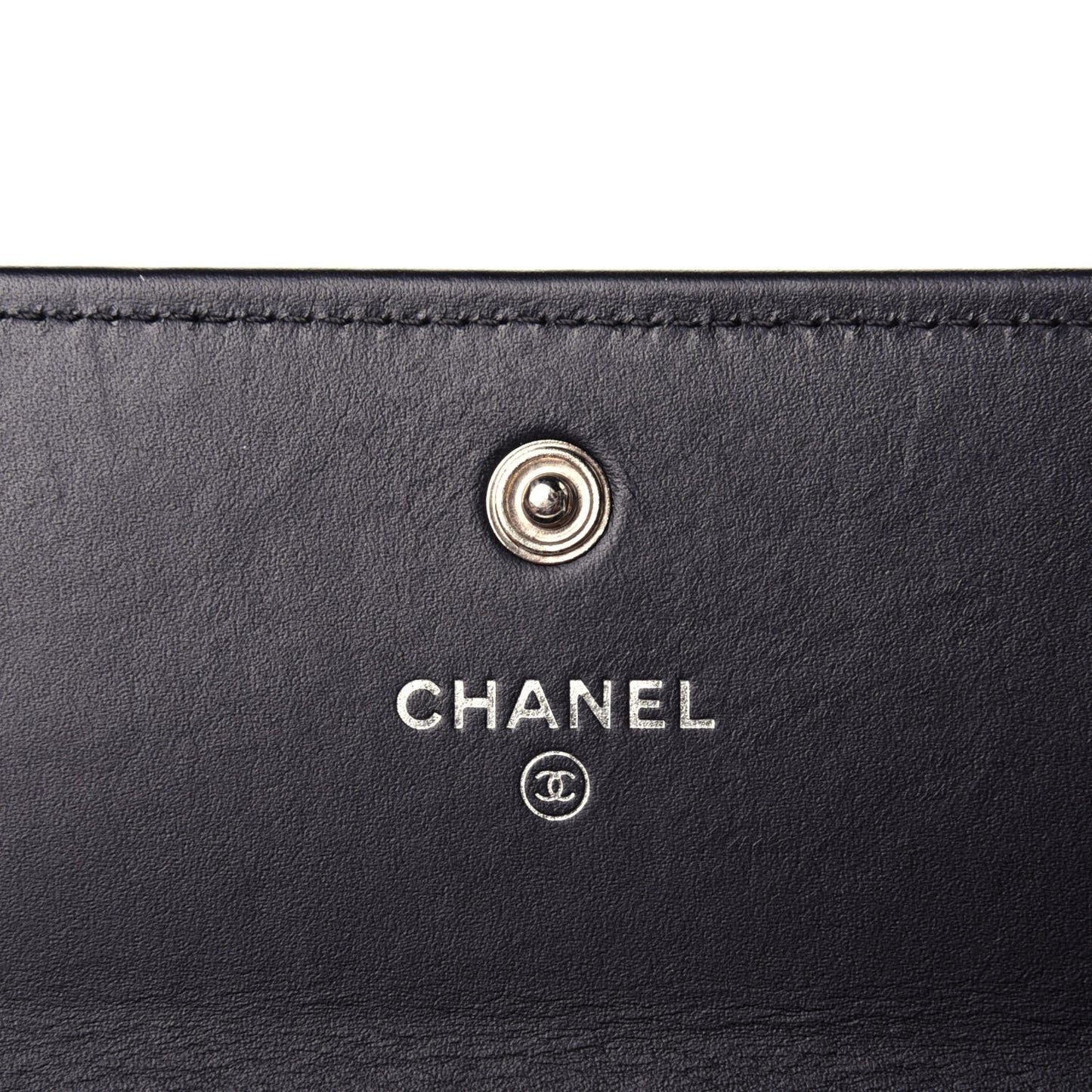 Patent Calfskin Striped Long Flap Wallet Black