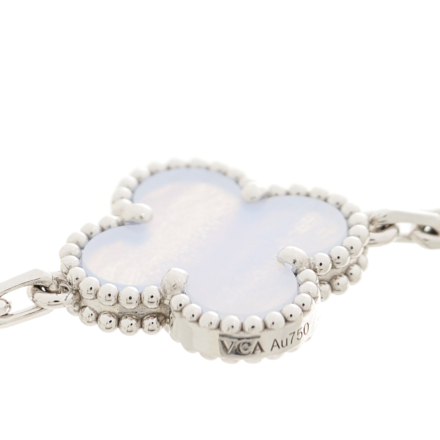 18K White Gold Chalcedony 5 Motifs Vintage Alhambra Bracelet
